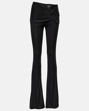Versace X Dua Lipa Gathered Jersey Flared Trousers - Black