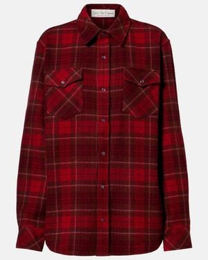 God's True Cashmere Love Tartan Cashmere Shirt With Amethyst - Red