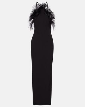 The Attico Feather-Trimmed Gown - Black