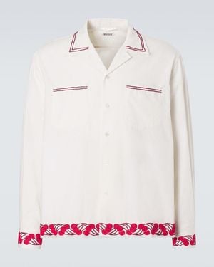 Bode Cherry Lane Beaded Cotton Poplin Shirt - White