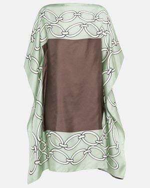 Valentino Chain-Print Silk Kaftan Dress - Green