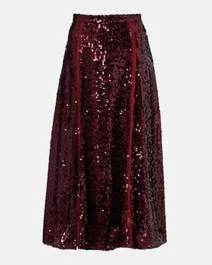 Erdem Sequined Georgette Midi Skirt - Purple