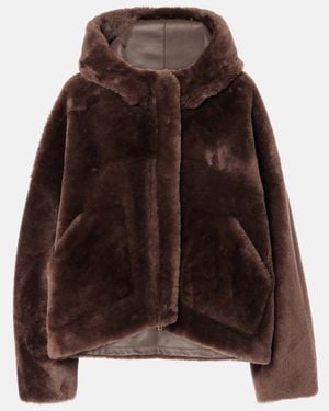 Blancha Cropped Shearling Jacket - Brown