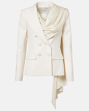 Nina Ricci Scarf-Detail Virgin Wool Gabardine Blazer - Natural
