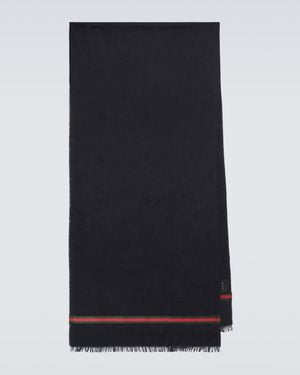 Gucci Schal Web Stripe Aus Wolle Und Seide - Schwarz