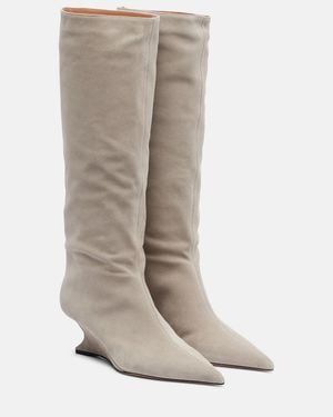 Paris Texas Nina 50 Suede Knee-High Boots - Grey