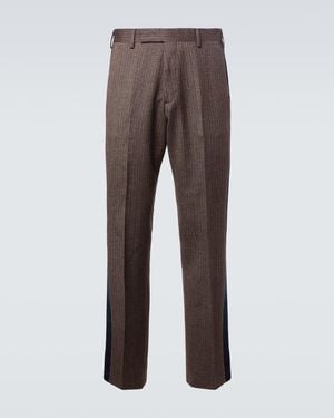 Wales Bonner Alto Pinstripe Wool-Blend Slim Trousers - Brown