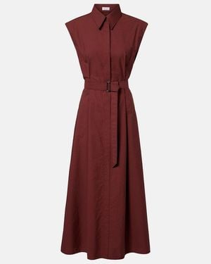 Brunello Cucinelli Monili Cotton-Blend Midi Dress - Red