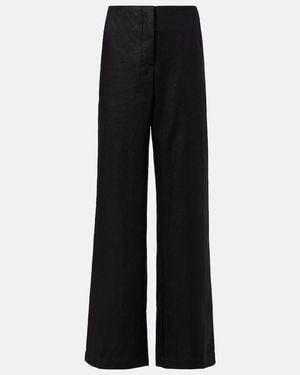 Faithfull the Brand Sanne High-Rise Linen Straight Trousers - Blue
