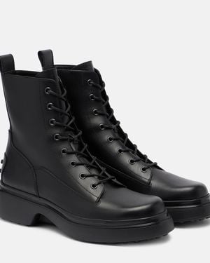 Tod's Leather Combat Boots - Black