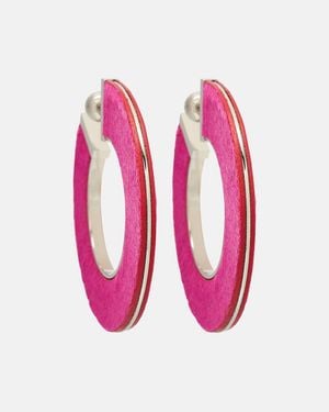 Alaïa Leather-Trimmed Earrings - Pink