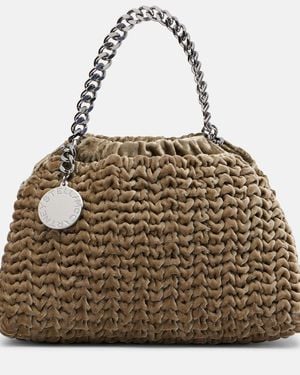 Stella McCartney Tote Bag Falabella Small Aus Samt - Natur