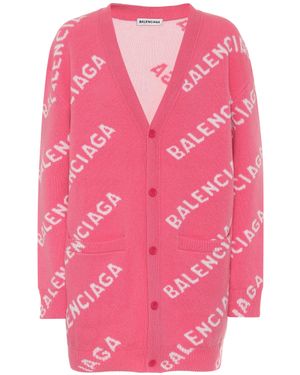 Balenciaga Cardigan Aus Einer Wollmischung Mit Intarsienmuster - Pink