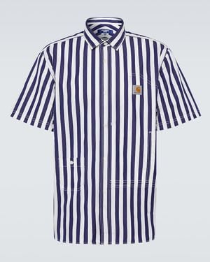 Junya Watanabe X Carhartt Striped Cotton Bowling Shirt - Blue