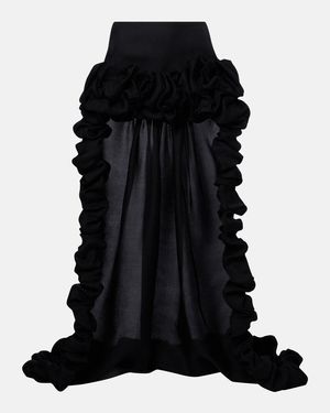 Saint Laurent Asymmetric Ruffled Silk Gazar Miniskirt - Black