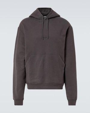 Saint Laurent Logo Cotton Hoodie - Grey