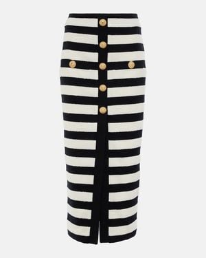 Balmain Striped Pattern Skirt - White