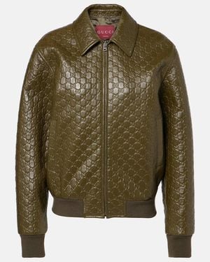 Gucci Embossed Leather Jacket - Grün
