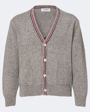 Thom Browne Hector Intarsia Wool And Mohair Cardigan - Grey