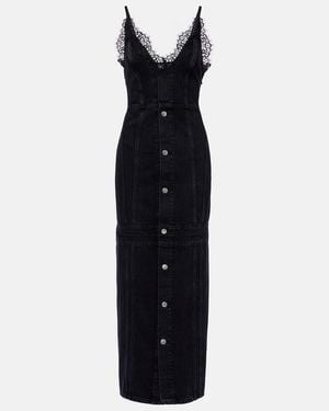 Stella McCartney Lace-Trimmed Denim Maxi Dress - Blue