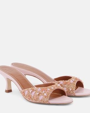 STAUD Brigitte Beaded Mules - Pink