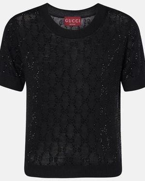 Gucci Top Gg Aus Wolle Mit Kristallen - Schwarz