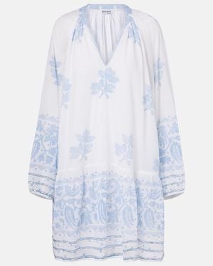 Juliet Dunn Floral Cotton Minidress - Blue