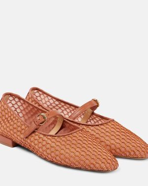 Ulla Johnson Isobel Leather-Trimmed Mesh Ballet Flats - Brown