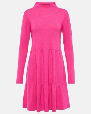 Jardin Des Orangers Mockneck Wool And Cashmere Minidress - Pink