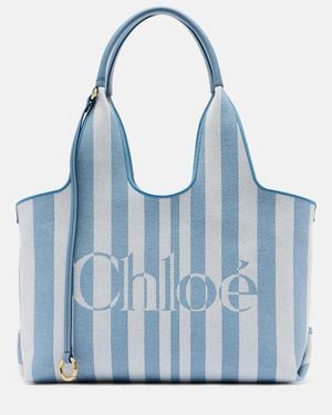 Chloé Tote Bag Stripy Large Aus Canvas - Blau