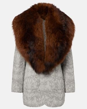 JACQUES WEI Shearling-Trimmed Cotton Coat - Brown