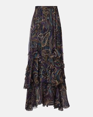 Etro Paisley Plisse Silk-Blend Maxi Skirt - Black