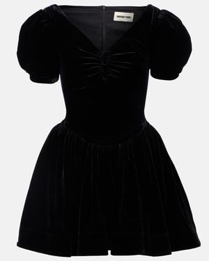 ShuShu/Tong Puff-Sleeve Velvet Minidress - Black