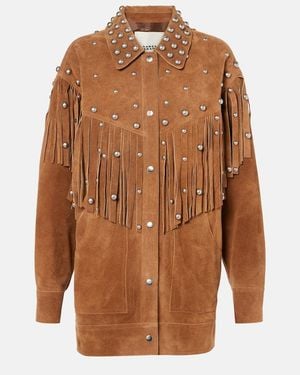 Isabel Marant Fenzy Embellished Fringed Suede Jacket - Brown