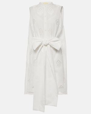 Erdem Embroidered Cotton-Blend Minidress - White