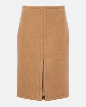 Dries Van Noten Wool Midi Skirt - Natural