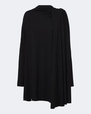 TOTEME Vestido Corto Asimetrico Drapeado Con Bufanda - Negro