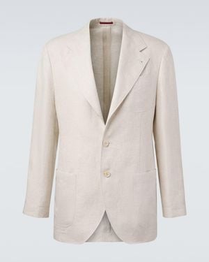 Brunello Cucinelli Single-Breasted Linen Blazer - Natural