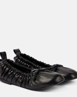 Acne Studios Bow-Detail Leather Ballet Flats - Black
