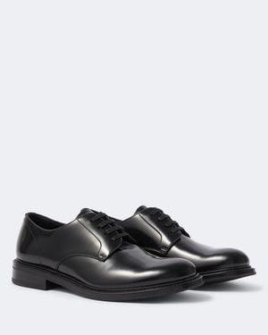 Prada Schnuerschuhe Aus Leder - Schwarz