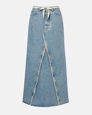 Maison Margiela Jupe Longue En Denim Effilochee - Bleu