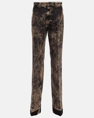 Miu Miu Jeans Rectos De Tiro Bajo - Gris