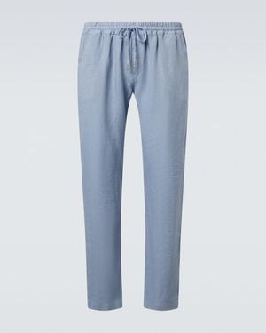 Thom Sweeney Linen Straight Trousers - Blue