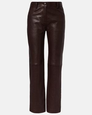 Magda Butrym Leather Straight Trousers - Brown