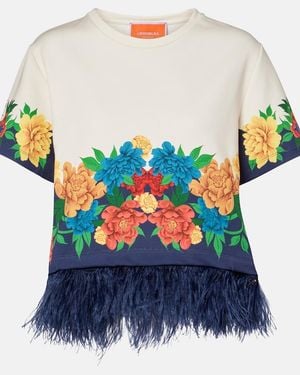 La DoubleJ La Scala Floral Cotton Jersey T-Shirt - Blue