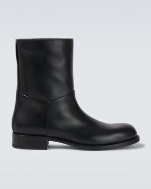 The Row Nobilis Leather Ankle Boots - Black