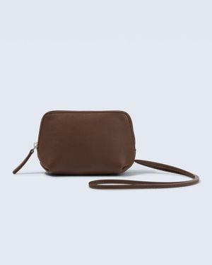The Row Owen Leather Pouch - Brown
