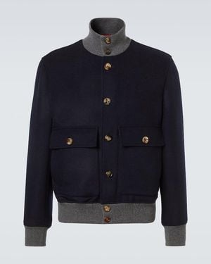 Brunello Cucinelli Wool Varsity Jacket - Blue