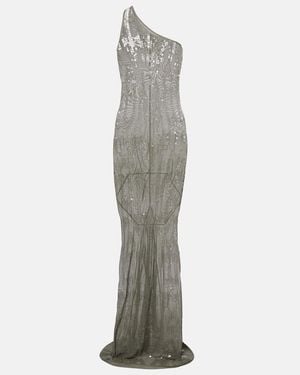 Rick Owens Sequined Sheer Tulle Gown - White