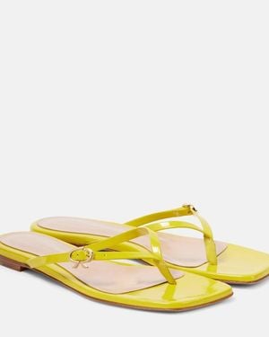 Gianvito Rossi Ribbon Patent Leather Thong Sandals - Yellow